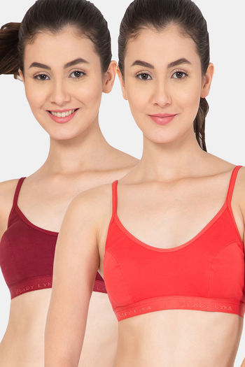 Buy Lady Lyka Cotton Sports Bra(Pack of 2) - Multicolor